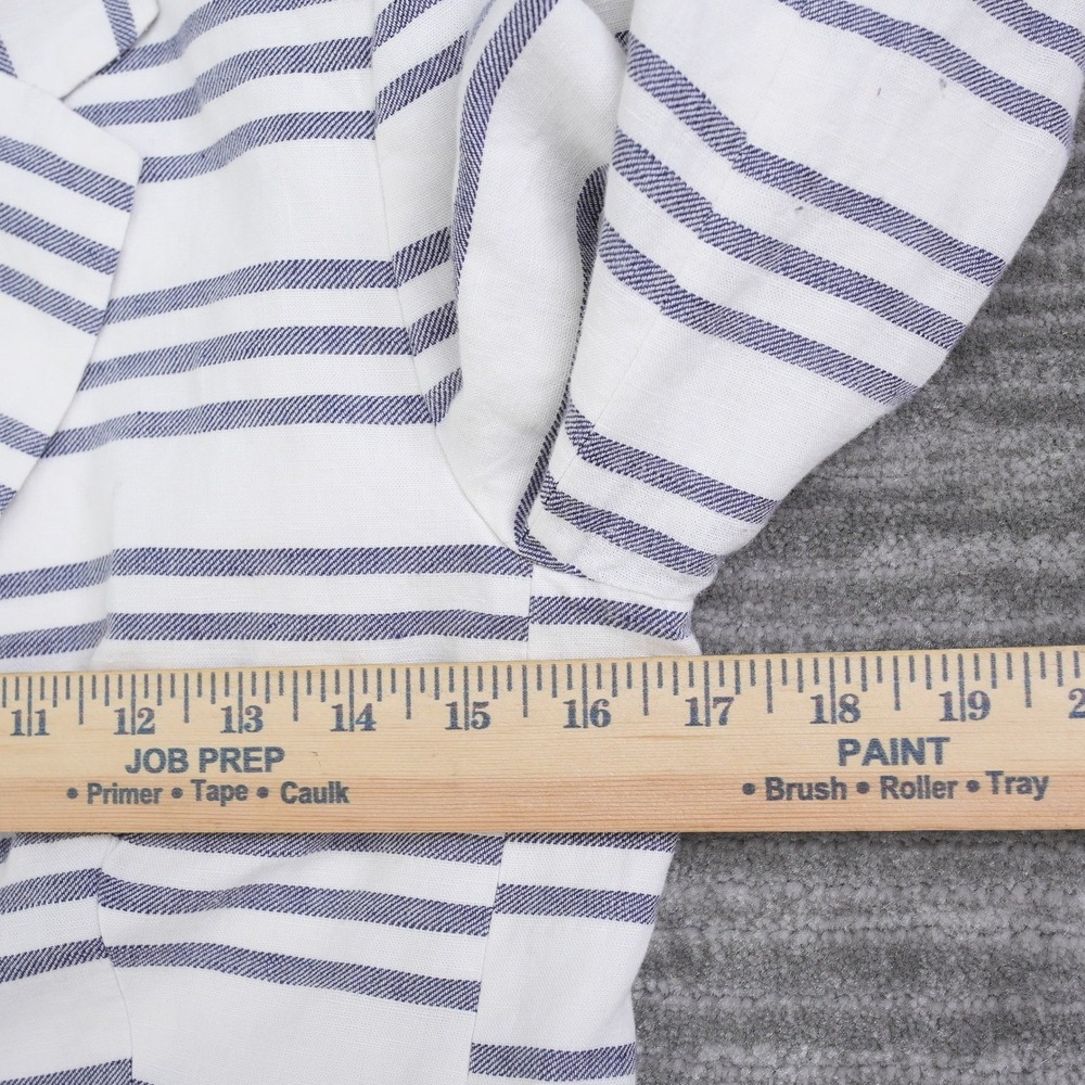 Banana Republic Striped Linen Cotton Blazer Blue White Nautical Jacket Womens 4P - Picture 6 of 11
